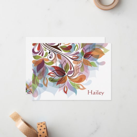 Tropische regenboog, speciaal ontworpen schrijfmac notitiekaartje (Voorkant / Achterkant in situ)