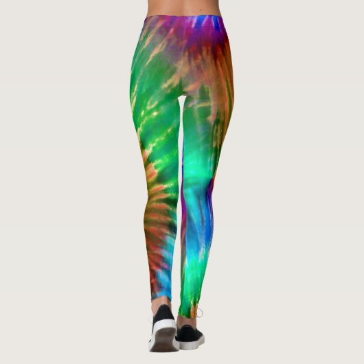 Tropische regenboog Starburst Trendy Tie Dye Leggings (Achterkant)