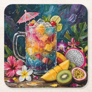 Tropische Regenboogcocktail Exotisch Fruit  Kartonnen Onderzetters