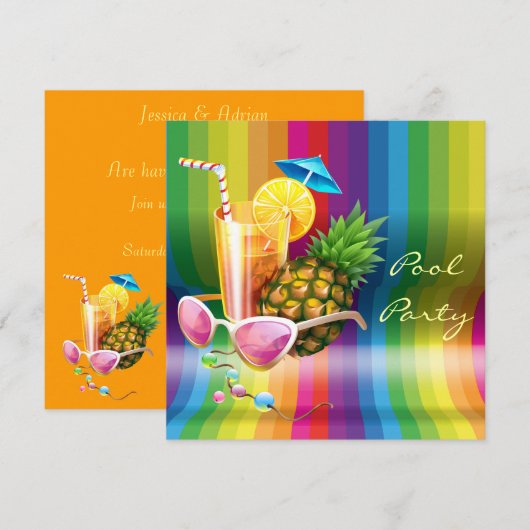 Tropische regenbooggolf Pool Kaart (Voorkant / Achterkant)