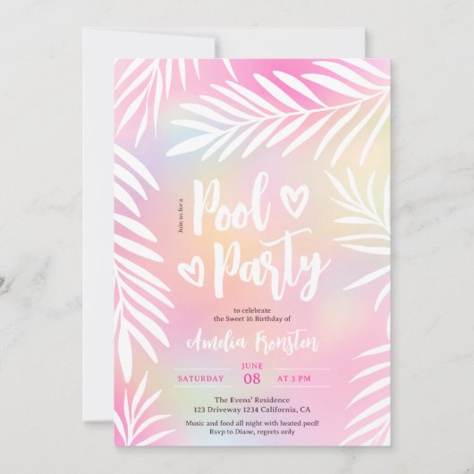 Tropische regenboogpartij Sweet 16 Kaart (Voorkant)