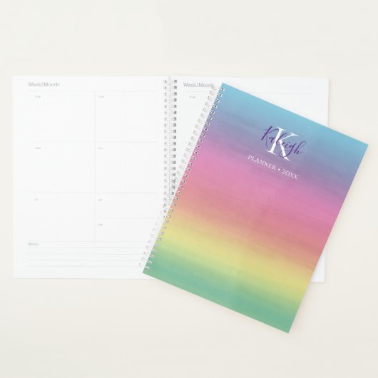 Tropische regenboogzon | Monogrammed Planner (Display)