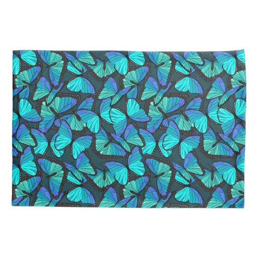 Tropische regenwoud  blauwe vlinders afdrukken kussensloop (Achterkant-Links)
