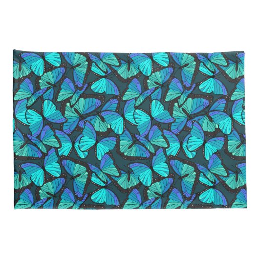 Tropische regenwoud blauwe vlinders afdrukken kussensloop (Achterkant-Rechts)
