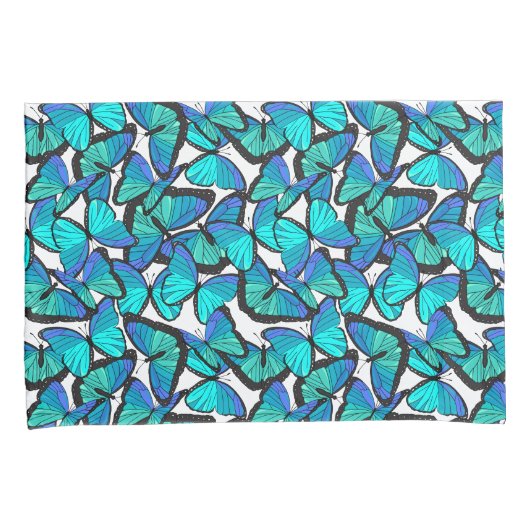 Tropische regenwoud blauwe vlinders afdrukken kussensloop (Voorkant-Rechts)