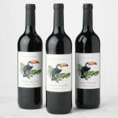 Tropische Regenwoud Toekan Blad Baby Shower Wijn Etiket (Flessen)