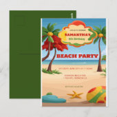 Tropische reggae strand verjaardagsuitnodiging voo briefkaart (Voorkant / Achterkant)