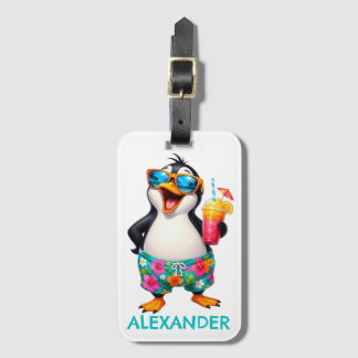 Tropische Reis Pinguïn Personaliseren Bagagelabel