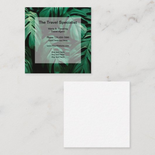 Tropische reisspecialiste Thema Vierkante Visitekaartje (Voorkant / Achterkant)