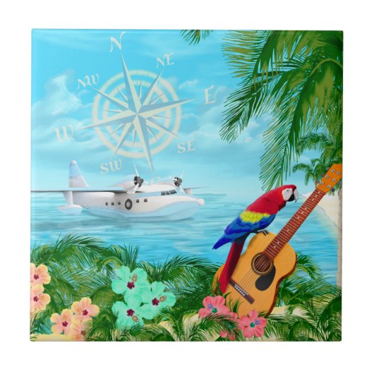 Tropische reizen tegeltje (Voorkant)