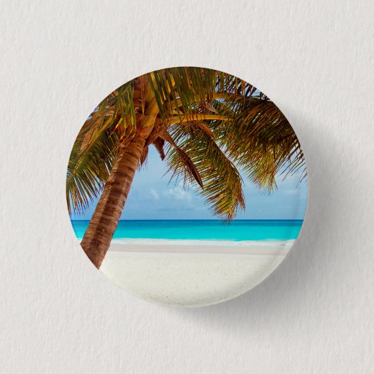 Tropische relaxerende beukenpalmscène ronde button 3,2 cm (Voorkant)