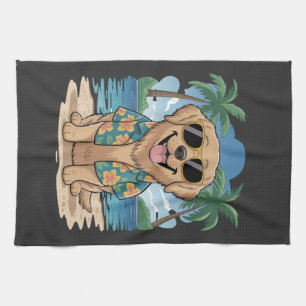 Tropische Retriever � Gouden Strand Sfeer Hond Theedoek