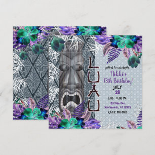 Tropische  Retro Floral Tiki Hawaiian Luau Kaart
