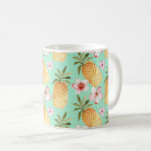 Tropische retro print op achtergrond van munt koffiemok (Voorkant rechts)