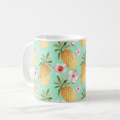 Tropische retro print op achtergrond van munt koffiemok (Voorkant links)