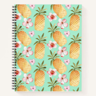 Tropische retro print op achtergrond van munt notitieboek