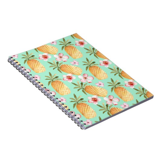 Tropische retro print op achtergrond van munt notitieboek (Rechterzijde)