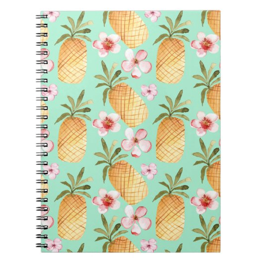 Tropische retro print op achtergrond van munt notitieboek (Voorkant)