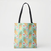 Tropische retro print op achtergrond van munt tote bag (Voorkant)