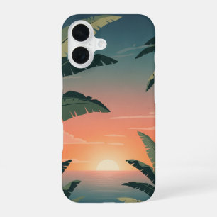 Tropische Retro Schemering iPhone 16 Hoesje