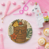 Tropische Retro Tiki Drank Hawaiaanse Luau Verjaar Papieren Bordje (Feest)