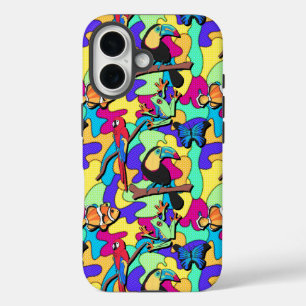 Tropische retrocacus Macaw Tree Clownfish iPhone 16 Hoesje
