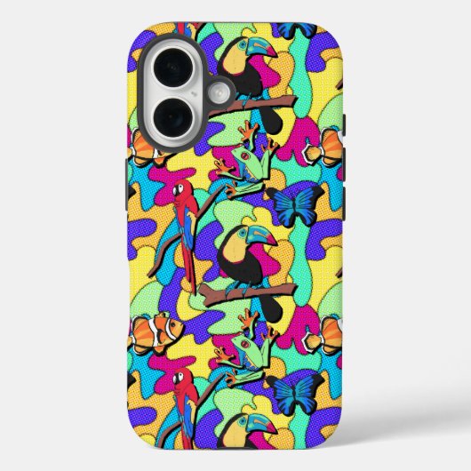 Tropische retrocacus Macaw Tree Clownfish Case-Mate iPhone Case (Achterkant)