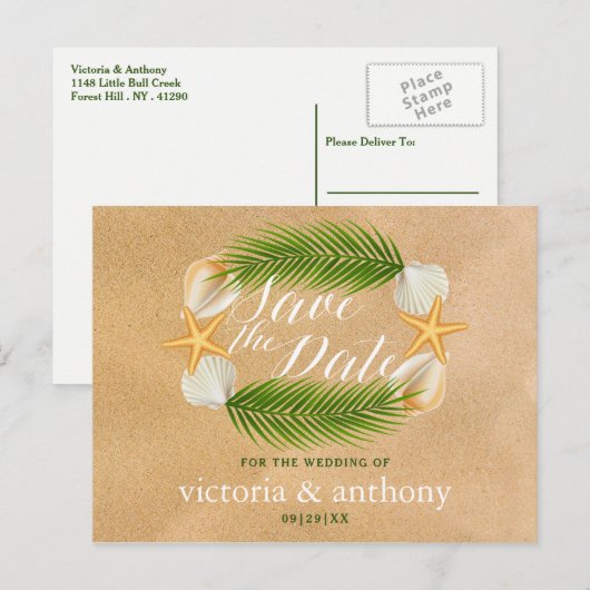 Tropische reuzenrietridder die de datum opslaat aankondigingskaart (Voorkant / Achterkant)