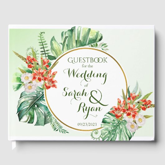 Tropische Ring Wedding Guest Book Gastenboek (Voorkant)
