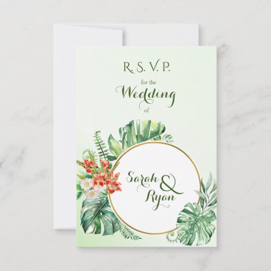 Tropische Ring Wedding RSVP zonder maaltijdopties (Voorkant)