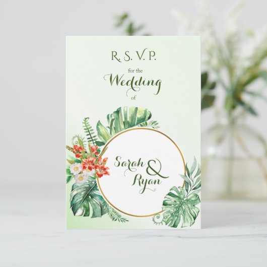 Tropische Ring Wedding RSVP zonder maaltijdopties (Staand voorkant)