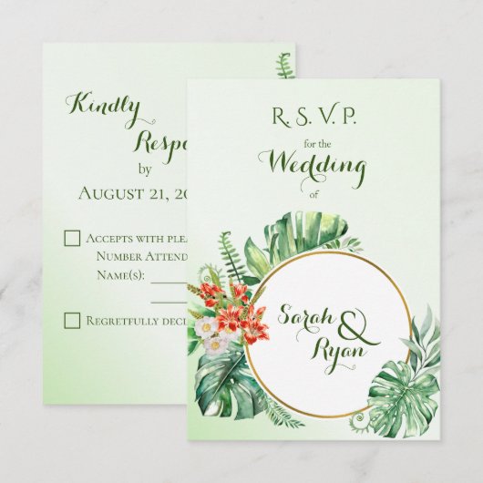 Tropische Ring Wedding RSVP zonder maaltijdopties (Voorkant / Achterkant)