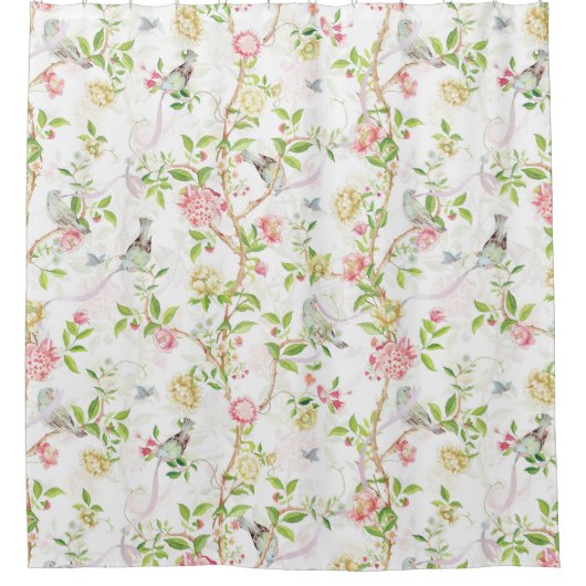 Tropische  Rococo Garden Chinoiserie Douchegordijn (Voorkant)