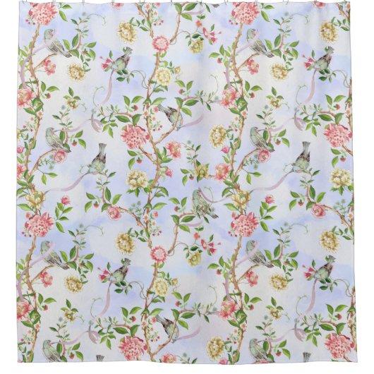 Tropische  Rococo Garden Chinoiserie Douchegordijn (Voorkant)