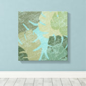 Tropische rode bladeren canvas afdruk (Insitu (Houten vloer))