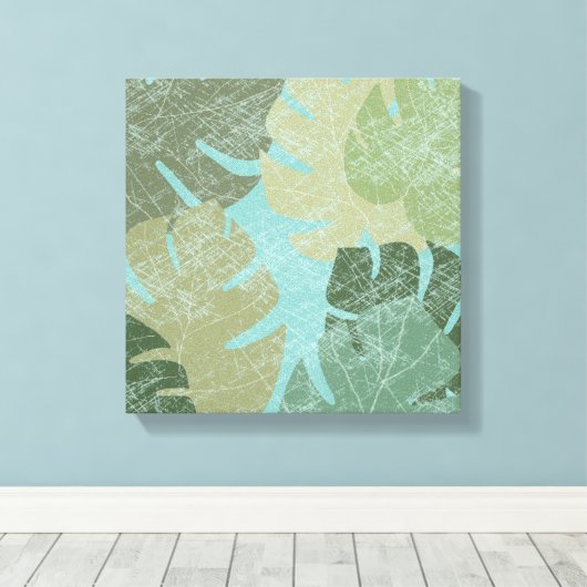 Tropische rode bladeren canvas afdruk (Insitu (Houten vloer))