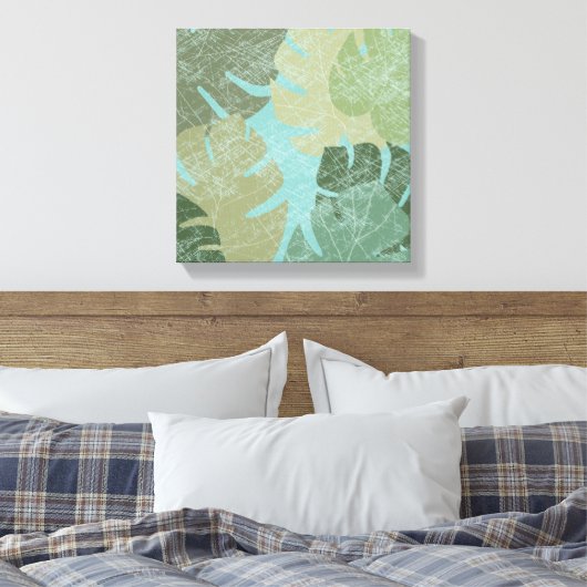 Tropische rode bladeren canvas afdruk (Insitu (Slaapkamer))