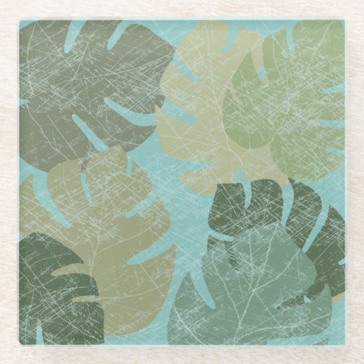 Tropische rode bladeren glazen onderzetter (Voorkant)