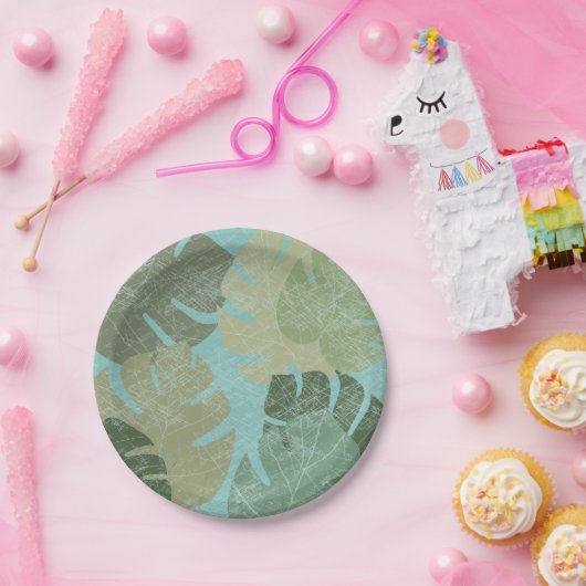 Tropische rode bladeren papieren bordje (Feest)