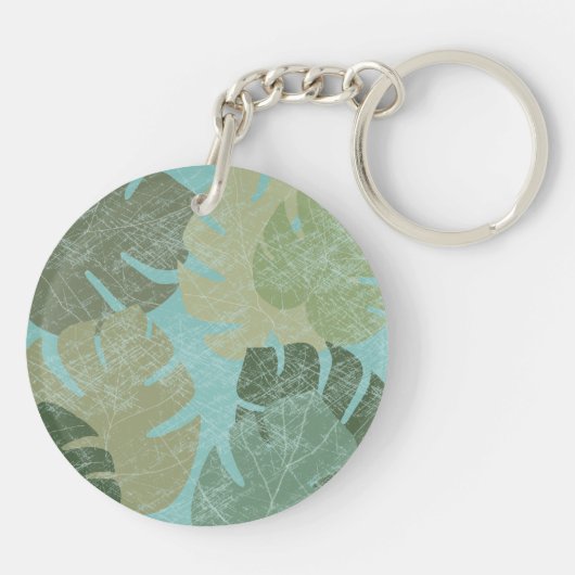 Tropische rode bladeren sleutelhanger (Achterkant)