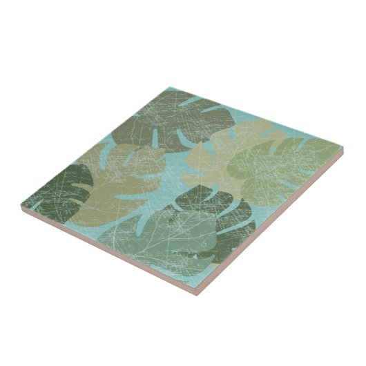 Tropische rode bladeren tegeltje (Zijkant)