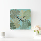 Tropische rode bladeren vierkante klok (Huis)