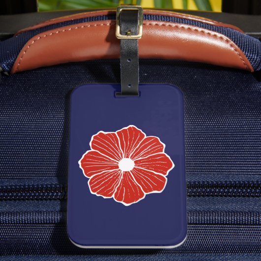 Tropische Rode Bloem Bagage Label (Voorkant Insitu 2)