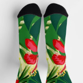 Tropische rode bloemen en blad sokken (Top)