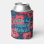 Tropische rode bloemen op de marine blikjeskoeler (Blikje Achterkant)