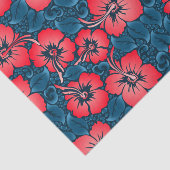Tropische rode bloemen op de marine tissuepapier (Detail)