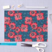 Tropische rode bloemen op de marine tissuepapier (Craft)