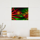 Tropische rode bloemen poster (Keuken)