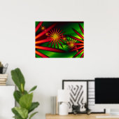 Tropische rode bloemen poster (Thuiskantoor)
