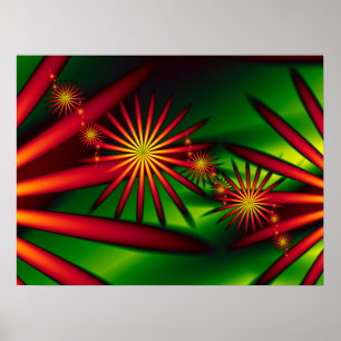 Tropische rode bloemen poster